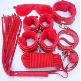 Vuxen Game 7pieces Kit Leather Fetish Sex Bondage Restraint Handcuff Gag Queen Constume Nipple Clamps Whip Sex Toy for Couples2640
