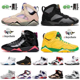 2022 نساء الرجال Jumpman 7 Sapphire 7S كرة السلة أحذية براءة اختراع أوريغون البط الحمضيات الفرنسية الأزرق سترة أسود أبيض أخضر بوردو رابتور رجال