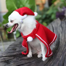 개 의류 크리스마스 의상 모자 2023 년 크리스마스 장식 재미있는 산타 모자와 주인 망토 옷 홀리데이 파티 애완 동물 액세서리