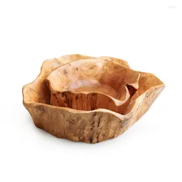 Миски Творческая деревянная миска с большой сухофрузной пластиной многозерной конфеты сетка сетка деревянные корни для коля