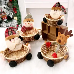 زينة عيد الميلاد 2023 Merry Candy Storage Basket Decoration Santa Claus Products للحاوية