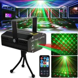 Лазерный осветительный светодиодный Disco DJ Party Lights Auto Flash 7 RG Color Stage Srobe Light Sound Активирован для вечеринок с днем ​​рождения с Remot341W