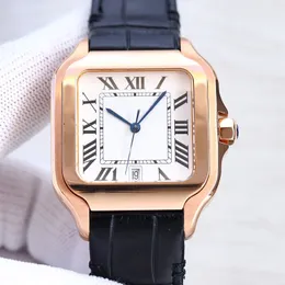 MNE 40mm 스테인레스 스틸 기계식 시계의 디자이너 시계 케이스 가죽 팔찌 패션 남성 남성 손목 시계