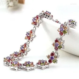 Link Bracelets Plum Blossom 팔찌 Super Flash Fashion Jewelry Grade 지르콘 뱅글 3 색