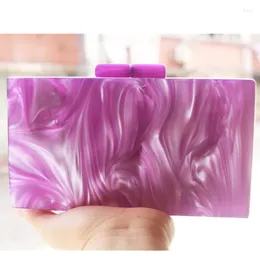 Evening Bags Wholesale Custom Design Party Pearl Nice Purple Marble Acrylic Clutches And Purses Girl Beach Summer Handbag Wallet