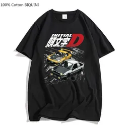 Erkek Tişörtler AE86 Japonya Anime İlk D T-shirt Erkekler Yaz Serin Kısa Kollu Tshirt Sıradan Homme Tshirt Yarışı Drift Araba Grafik Pamuk Tees T230103