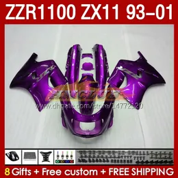 Corpo per KAWASAKI Metallo viola NINJA ZX-11 R ZX-11R 93 01 ZZR1100 1993 1994 1995 1996 1997 165No.140 ZZR-1100 ZX 11 R 11R ZX11 R ZZR 1100 CC ZX11R 1998 1999 20 00 2001 Carenatura