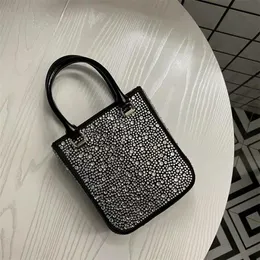 Diamond Small Satin Crystal Totes Duchesse Sparkly Party Bags Pointed Sequined Designer Handbags Adjustable Calf Leather Strap Sho293s