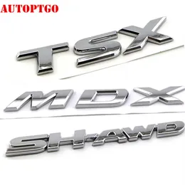 Silver Car Rear Trunk 3D Letter MDX TSX SH-AWD Emblem Logo Badge Decal Sticker For Acura Cars2053