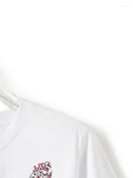 Camisetas para mujeres Camiseta de mujer Constellation bordado manga corta de manga o cuello de ojo suelto de verano damas de verano camiseta