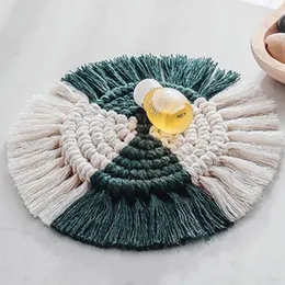 Bord Mattor Bomull Braid Handgjorda Placemat Macrame Cushion Böhmen Style Non-Slip Mat Heat Isolation Coffee Cup