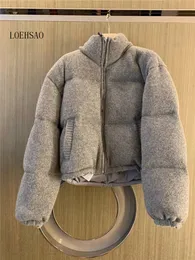 Piumino da donna loehsao autunno e inverno colletto rialzato piumino ispessito da donna corto cappotto in lana d'anatra bianca 221231