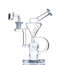 9 inch Clear Color Glass Water Recycler Smoking Bong for Hookahs 14mm Female Joint Oil Dab Rig