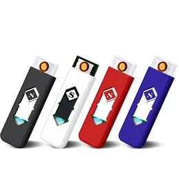 Sigarettenaanstekers USB oplaadbare batterij elektronische sigaretten lichtere winddichte vlamloos geen gasbrandstof abs vlammen vertraging