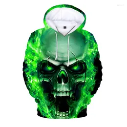 Herrtröjor Flame Skull Fashion Boys Girls 3D Tryckt unisex Harajuku Streetwear Autumn Casual Clothing