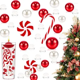 Christmas Decorations Vase Filler Pearl White And Red Candy Cane Beads Floating Pearls For Vases Faux Fillers