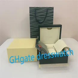 Scatole per orologi verde scuro di alta qualità di lusso AAA Scatola regalo originale in legno per orologi, custodia per orologi, borsa con etichetta manuale, vendita di orologi box335T