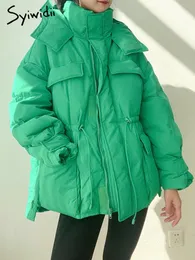 Piumino da donna Syiwidii Elegante piumino invernale da donna Cappotti oversize addensato caldo moda Verde Blu Bianco Nero Capispalla 221231