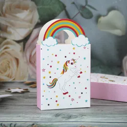 Custom Unicorn Paper Goodie Gift Bag With Rainbow Handles For Kids Birthday Party Supplies A365