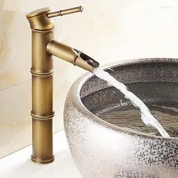 Bathroom Sink Faucets European Antique Faucet Brass Basin Tap Tall Bamboo Cold Water Kitchen Outdoor Garden Taps Grifo Lavabo