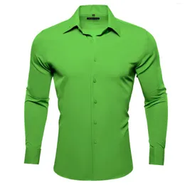 Мужские повседневные рубашки Classic Men Leaf Green Solid Woven Long Eleve Late Gyel Fit Groom Wedding Business Barry.Wang Cy-741