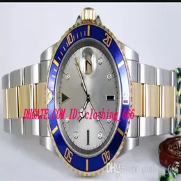 Luxury Watch Men rostfritt st￥l armband silver SERTI Diamond Dial Yellow Gold 16613 Watch Chest 40mm Mechanical Men's Wrist185f