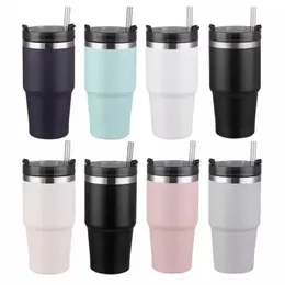 30oz Double Wall Stainless Steel Vacuum Flask Portable Car Insulated Tumbler With Lid Straw Outdoor Thermos Cup Tour Coffee Mugs 0103