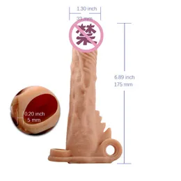 Extensions Dummy penis sleeve for adults thickened and lengthened leather men sperm locking 1JK9