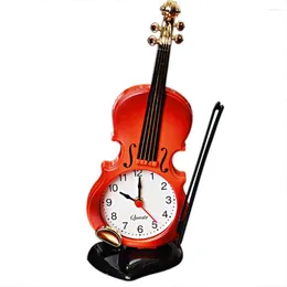 Table Clocks Simulation Violin Alarm Clock Desktop Decorative Wear-resistant Lucid Dial Plastic Ornaments Bedroom For Home
