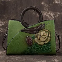 Abendtaschen Johnature Retro Handgemachte Echtes Leder Frauen Handtasche 2023 Casual Tote Große Kapazität Natürliche Rindsleder Schulter