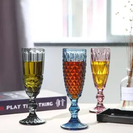 150ml 4 colors European style embossed stained glass wine lamp thick goblets