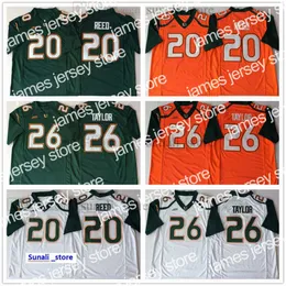 American College Football Wear Miami Hurricanes Man College 20 Ed Reed Jerseys 26 Sean Taylor Green Orange White Football All Sichled