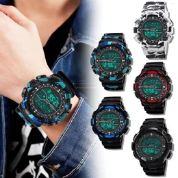Bilek saatleri rahat ve dayanıklı reloj hombre moda su geçirmez erkek erkek lcd dijital kronometre tarih lastik spor bilek saat #2