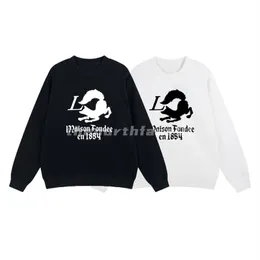 Luxuriöses Herren-Sweatshirt mit langen Ärmeln, Fuchs-Sweatshirt mit einfachem Briefdruck, Modemarke, Designer-Pullover mit Rundhalsausschnitt, Schwarz/Weiß