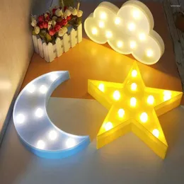 Nocne światła Kreatywne Urocza gwiazda chmur księżyca LED 3D Light Kids Prezentowa zabawka na domową sypialnię Tolilet Lampa wystrój oświetlenia wewnętrznego