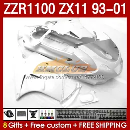 カワサキニンジャZX-11 r ZZR1100 ZX-11R ZZR 1100 CC ZX11 ZX 11 R 11R GLOSS WHITE 165NO.53 ZX11R 93 94 95 96 01 ZZR-1100 1997 1998 1998 1999 2000 2001 Full Fiearing