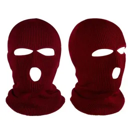 inverno moto ciclismo maschere a 3 fori maglia di lana calda copertura integrale maschera da sci passamontagna cappello outdoor unisex berretti in acrilico berretto