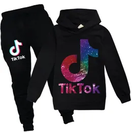 Tiktok Tracksuit for Teenage Boy Girl Sport Set Fashion Kid Wooded Sweatshirt Top Sport Pant 2PC Whitfit Suit Suit Clothing296H