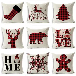 Dekoracje świąteczne Święty Winter Deer Tree Decor Home Line Cushion Cover 45 45cm Red Scottish Traiding Merry Pillow Covers