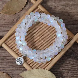 Strand oaiite 108 pärlor mala armband månsten naturlig ädelsten armband unisex be armband lycklig handled smycken gåva för kvinnor män