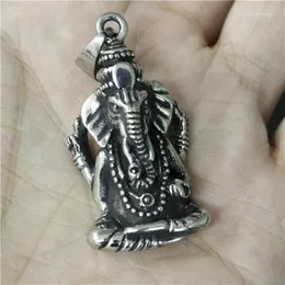 Hänge halsband herrar polering Thailand Buddha rostfritt stål mode elefant som gud