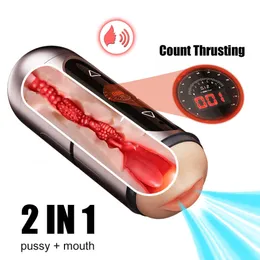 Beauty Items LCD-Digital-Smart-Vibrator, verzögerte Traineranzahl, stoßendes sexy Spielzeug für Männer, 4 Modi, Dual-Channel-Masturbator