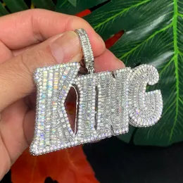 Iced Out Bling CZ Letra King Pinging Chain Chars for Momen Homens Hiphop Party Fashion Machine Jewellery