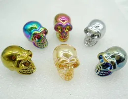 Pendant Necklaces Natural Stone Crystal Titanium Carving Skull For Woondecoratie Halloween En Diy Decoraties No Holes 6pcs