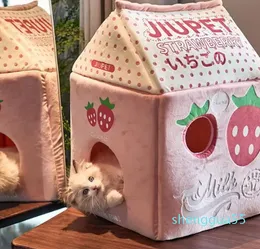 2023 fashion cats Beds Strawberry Milk Banana Milk Cat Bed Cat House