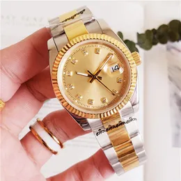 Luxus 36mm 41mm Liebhaber Uhren Diamant Herren Frauen Gold Gesicht Automatische Bewegung Sweep Armbanduhren Designer Damen Watch243c
