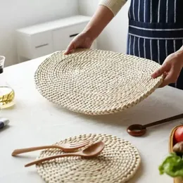 Mesa de jantar de pele de pêlo de milho tigela de calor tigela de calor placemat redondos redondos de café almofadas de chá de chá de xícara de mesa de mesa de fY2692