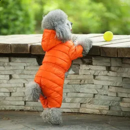 Hundebekleidung Winter warme Daunenjacke Haustier Hunde Kostüm Welpe leichte vier Beine Hoodie Mantel Kleidung für Teddybär Overall