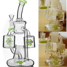 Klein Recycler Dab Rigs Glass Water Bongs PurpleGlass SmokePipe Tigablette Accessory Heady Bong with14mmボウル