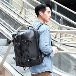 Duffelväskor Yilian Soft Leather Travel Bag 2023 Män stor kapacitet ryggsäck datorhand sned span Enkel axel